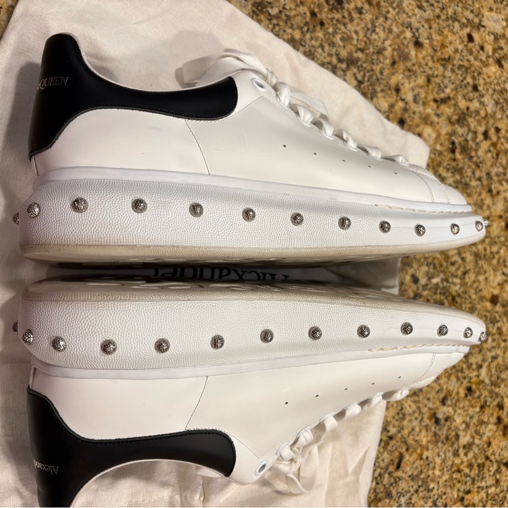 Alexander McQueen Oversized Sneakers White Leather Studs Size 45 US 12 - Picture 8 of 14